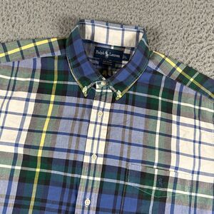 Ralph Lauren Shirt Men's Large Plaid Button Down The‎ Big Shirt Cotton